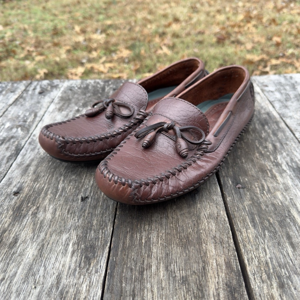 H.S. Trask Brown Leather Casual Boat Shoe Driving Loafer Moccasin‎ Men's 8 EUC